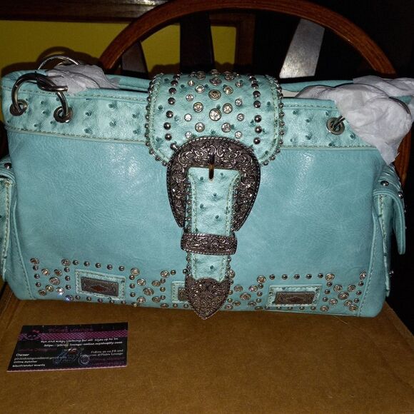 Montana West Buckle Carry Handbag - Picture 1 of 9
